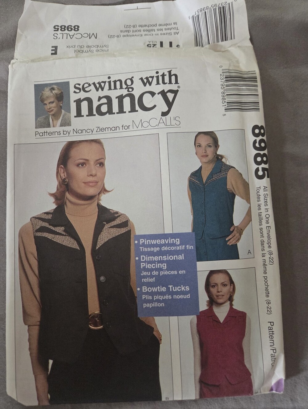 McCall's 8985 Sewing with Nancy Misses' Vests Pattern Sizes 8-22